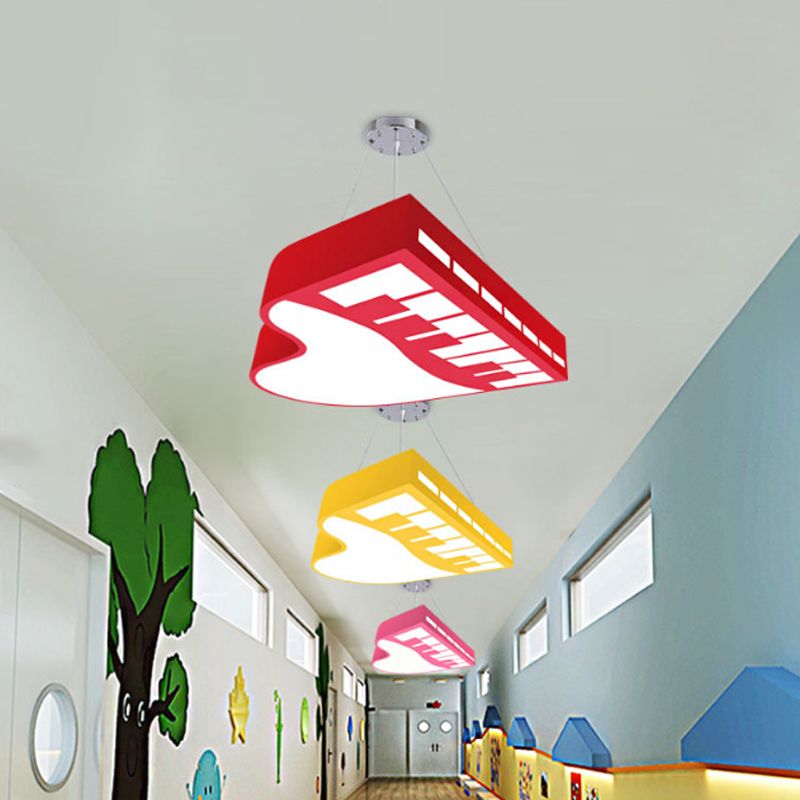 Cartoon LED Hanging Chandelier Piano Pendant Light Kit with Acrylic Shade for Corridor