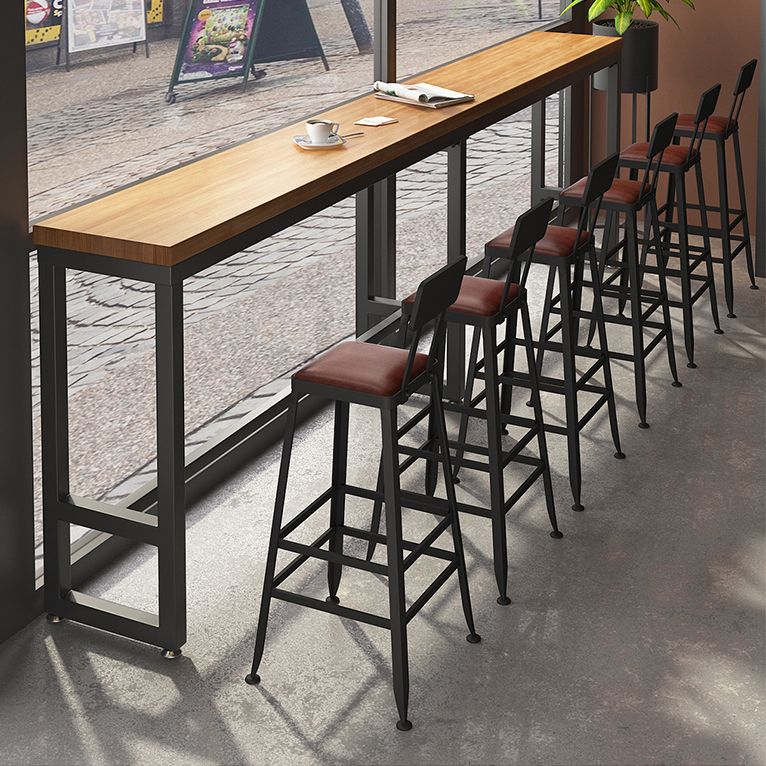 Brown Modern Style Rectangle in Solid Wood and Iron Table Coffee Shop Bar Table