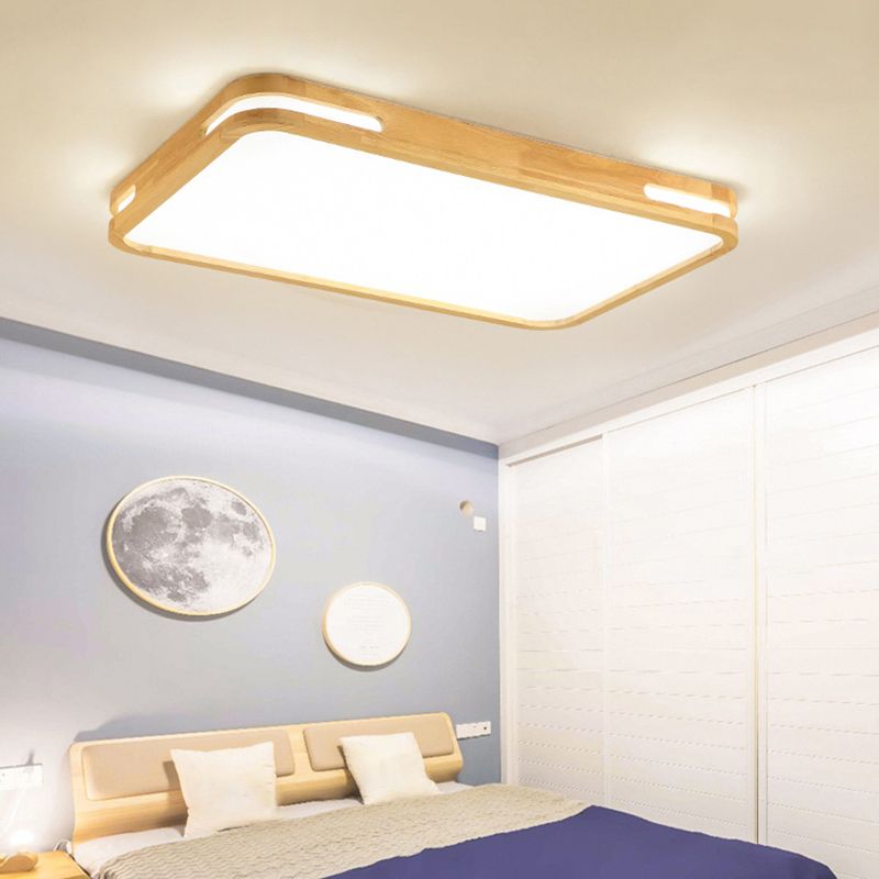 Rechteckige Flush Deckenleuchte Nordic Holz Wohnzimmer LED Flush Mount Beleuchtung Befestigung