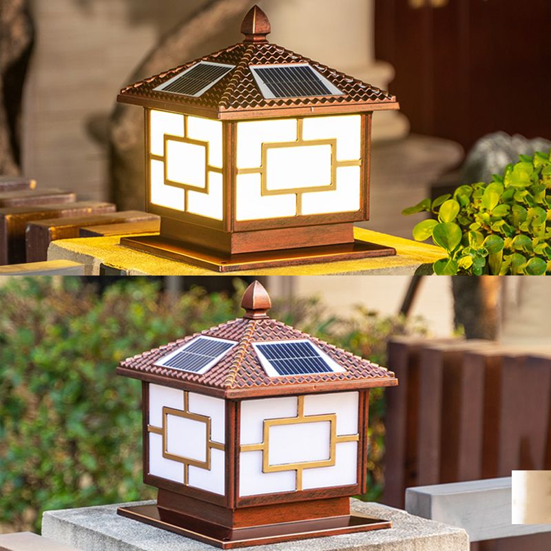 Modern LED Solar Lighting Fixture with Acrylic Shade for Backyard