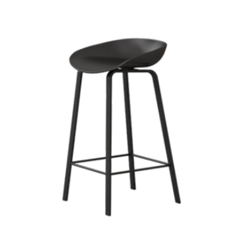 Contemporary Plastic Backrest Counter High Stool with 4 Legs