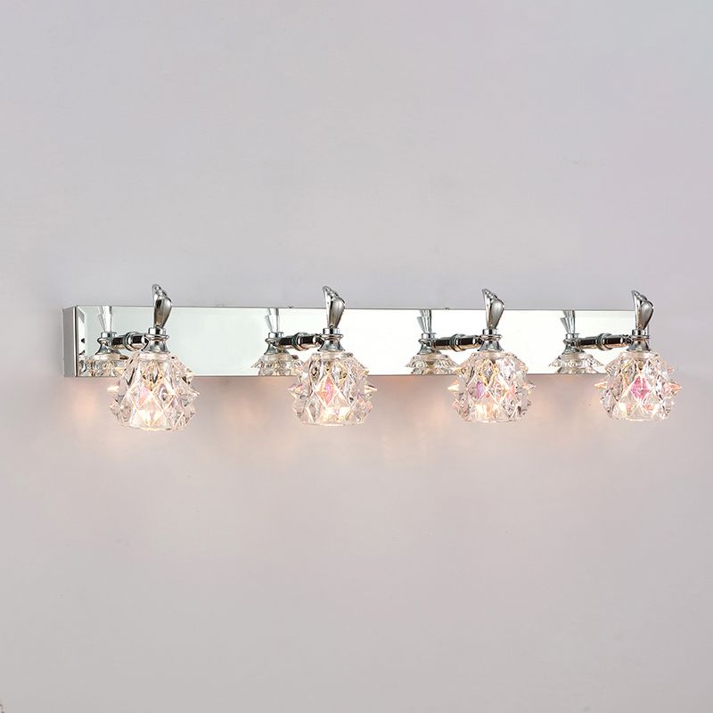 1 / 2 / 3 / 4 - Light Chrome Bath Lighting Glass Shade Adjustable Bath Sconce