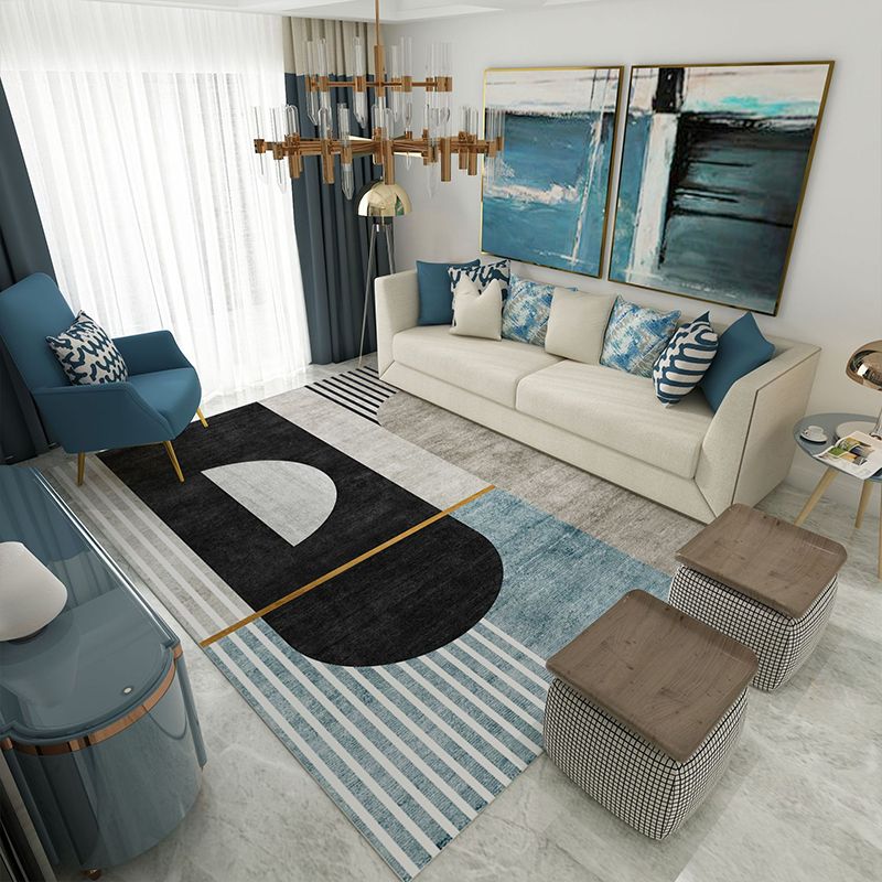 Trendy Home Decor Rug Multi-Color Geometric Area Carpet Polypropylene Anti-Slip Pet Friendly Rug