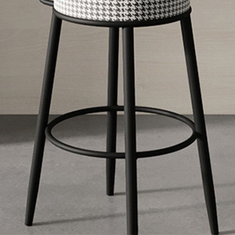 Fabric Upholstered Armless Bar Stools Scandinavian Round Seat Barstool