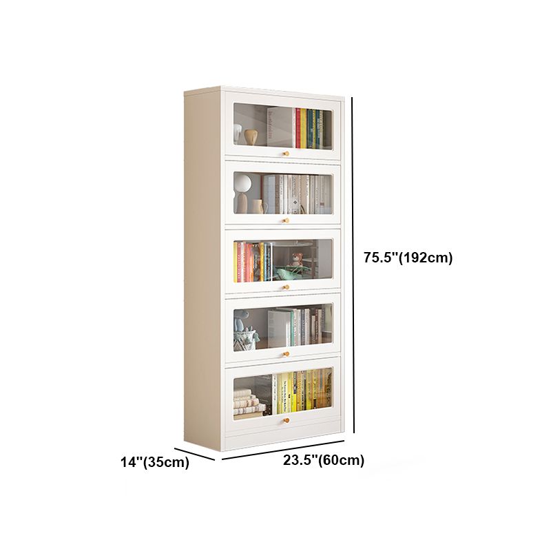 White Bookshelf Contemporary Style Bookcase with Door for Home Office