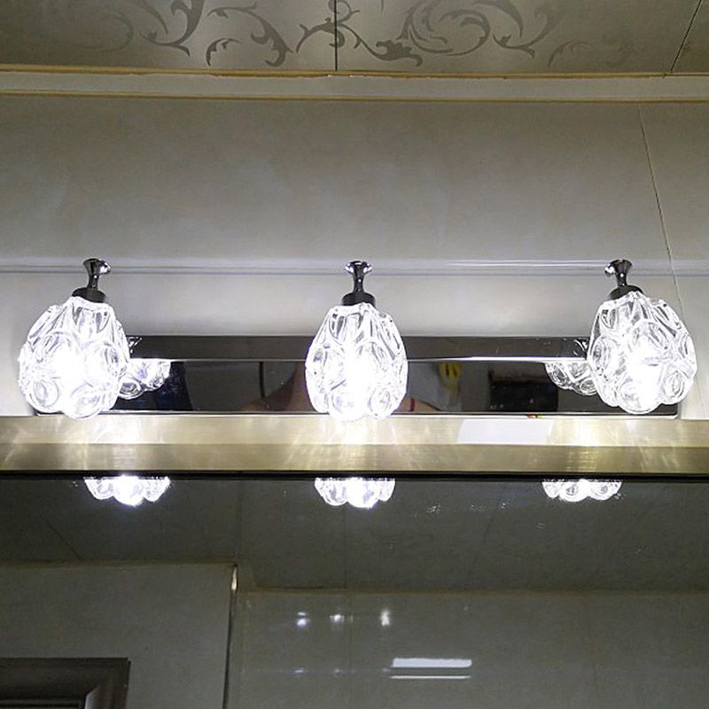 Multi-Lights Unique Shade Wall Sconce Modern Simple Mirror Mirror Crystal Mury Lighting in Silver