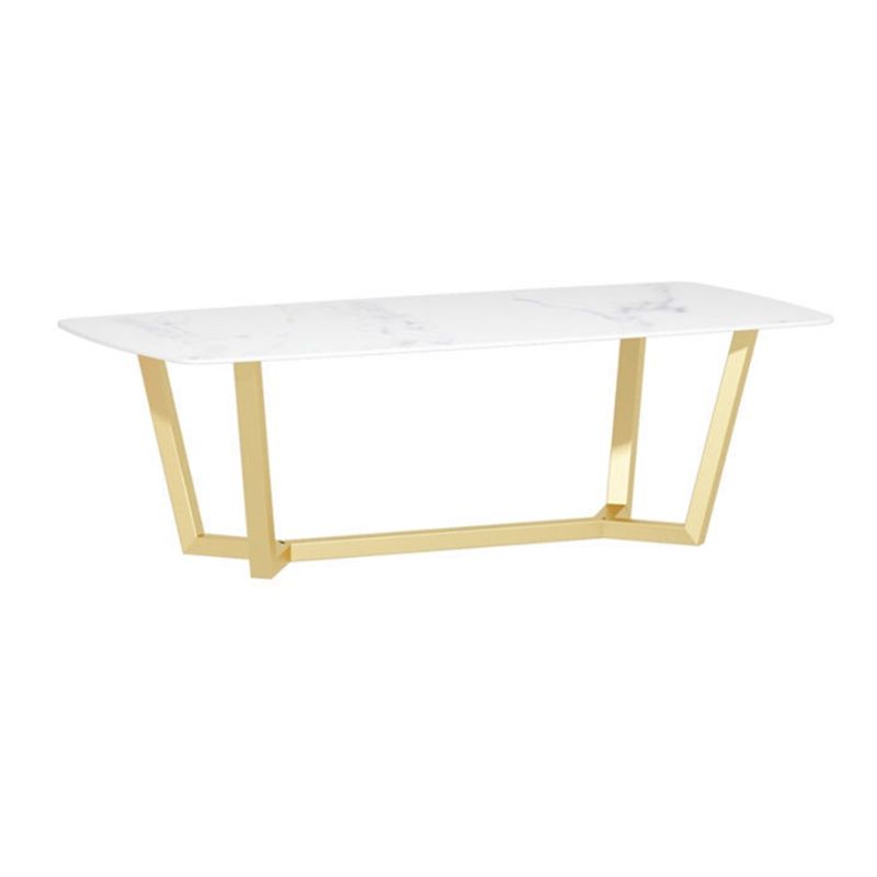 Rectangle Trestle Dining Table Glam Faux Marble Table for Dining Room Kitchen