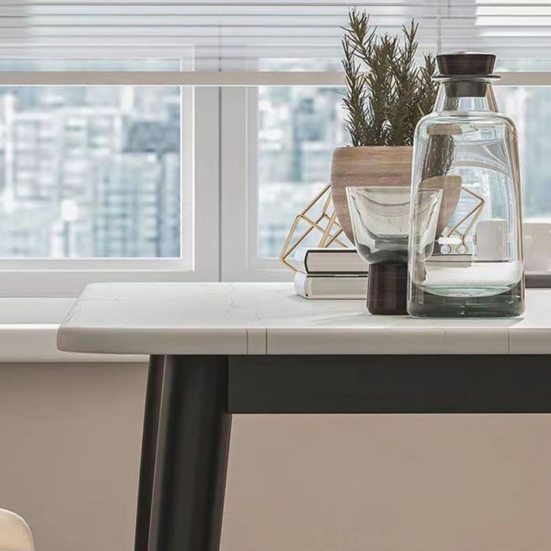 Mesa de barra de black metal de estilo industrial Mesa interior del rectángulo de mármol con 4 patas