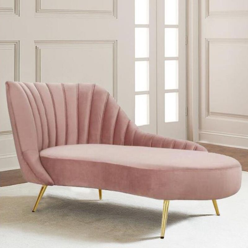 Living Room Recessed Arms Chaise Modern Style Velvet Chaise with Upholster