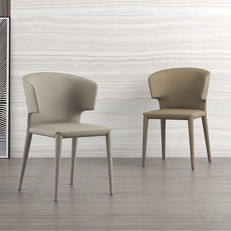 Silla de comedor estilo diseñador con respaldo de orejas de piel sintética (juego de 2)