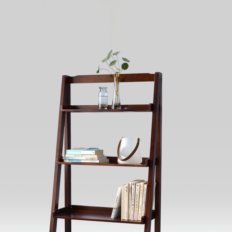 Contemporary Style Ladder Bookcase Wooden Vertical Open Back Book Shelf