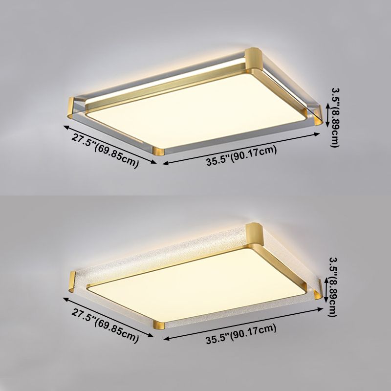 Geometry Shape Ceiling Lamp Modern Copper Flush Mount with Glass Lampshade for Bedroom