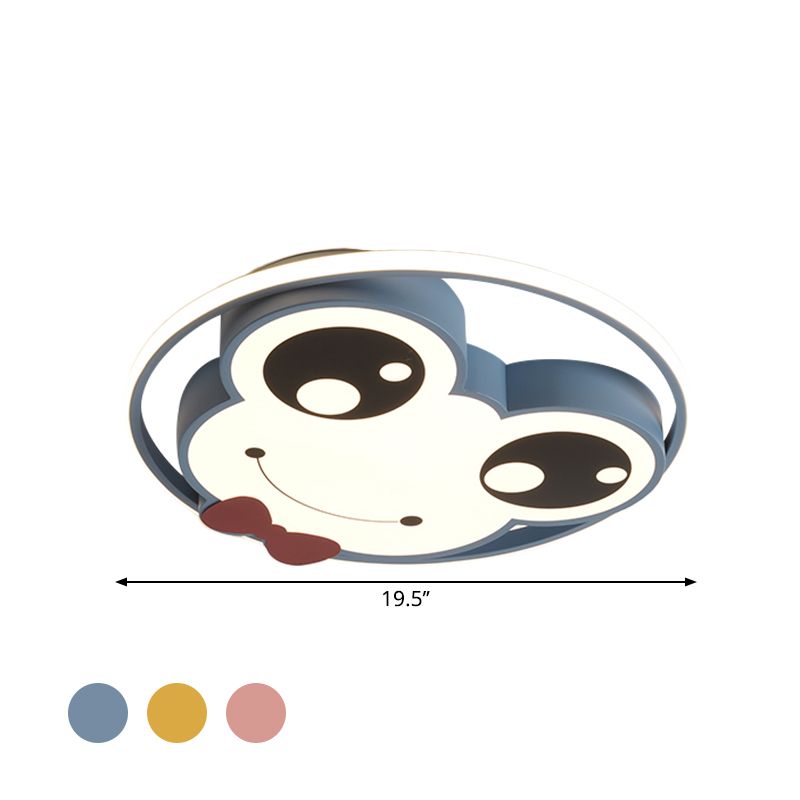 Big Eye Frog Lampada da soffitto in metallo a forma di fumetto LED Lampada da incasso rosa/giallo/blu per la cameretta dei bambini