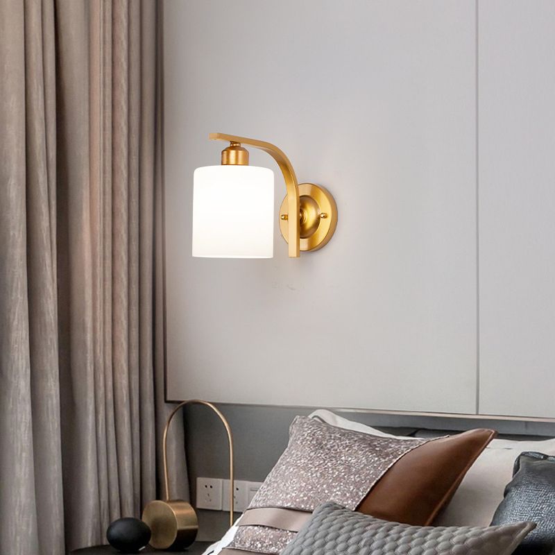 Nordic Style White Glass Sconce Light Fixtures One Head Wall Lamp for Bedroom