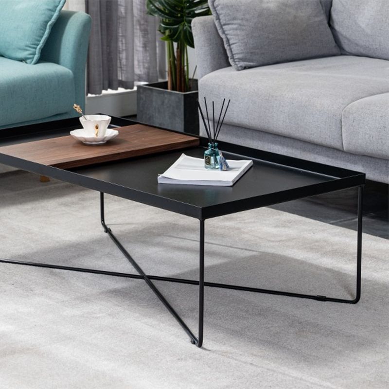 Rectangular/square Cross Table Base Metal Mid-century Modern Style Coffee Table
