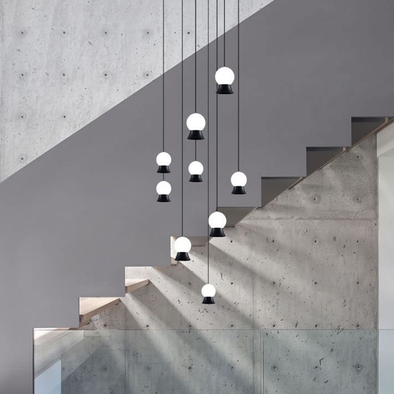 Mini Ball LED Coste Simplicidad White Glass 1 Bulbo Cena colgando Luz en negro