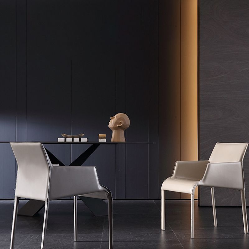 Modern Design Leather Chair Kitchen Solid Back Single Dining Arm Chair