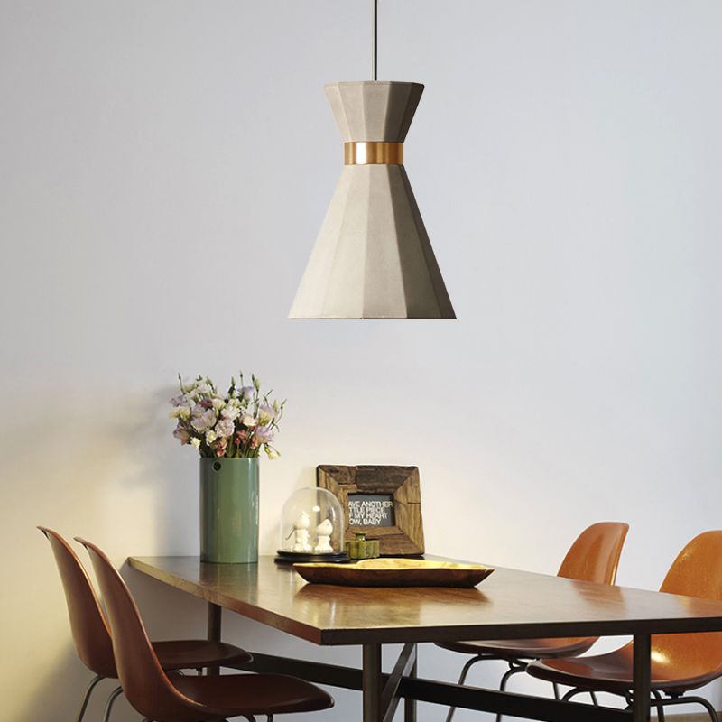 Luz de colgante geométrico Cemento nórdico 1 Luz de techo colgante gris claro, 9 "/10" de ancho
