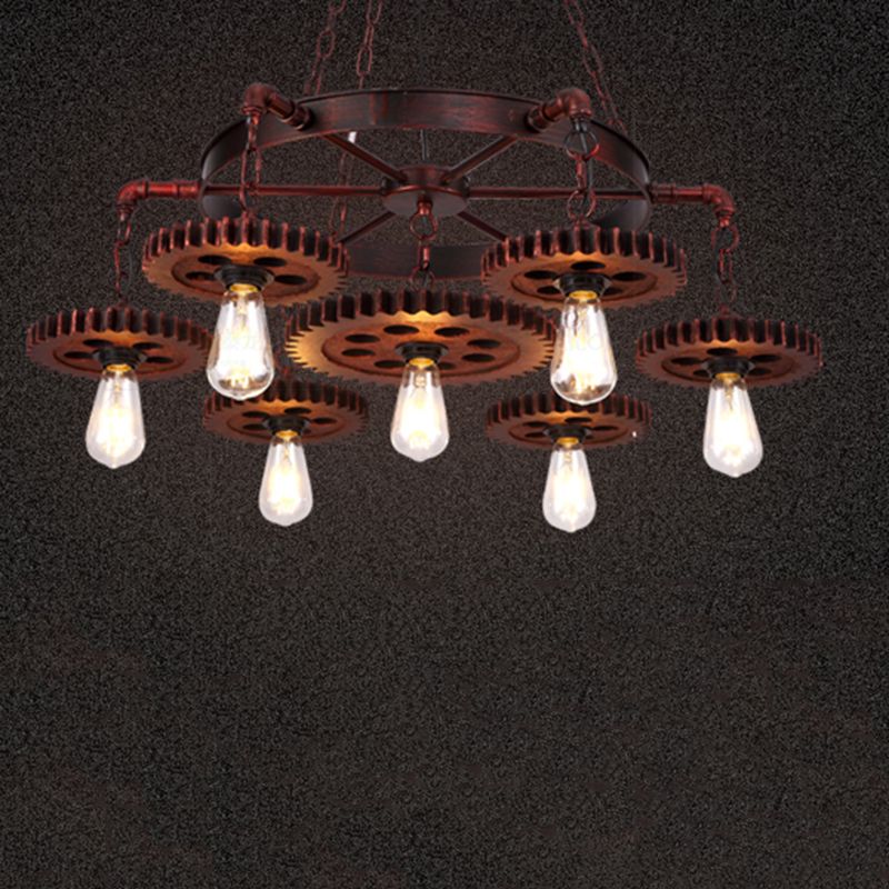 Ruote ruggine il lampadario appeso lampada a sospensione in metallo industriale lampadario