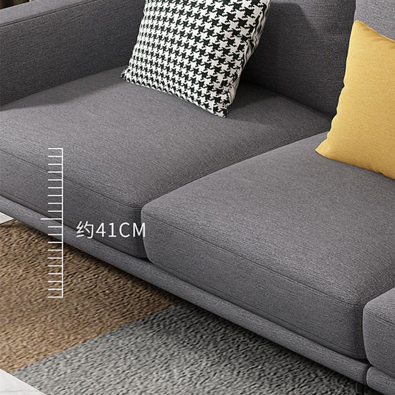 Modern Pillow Back Fabric Sectional L-shape Square Arm Sectional