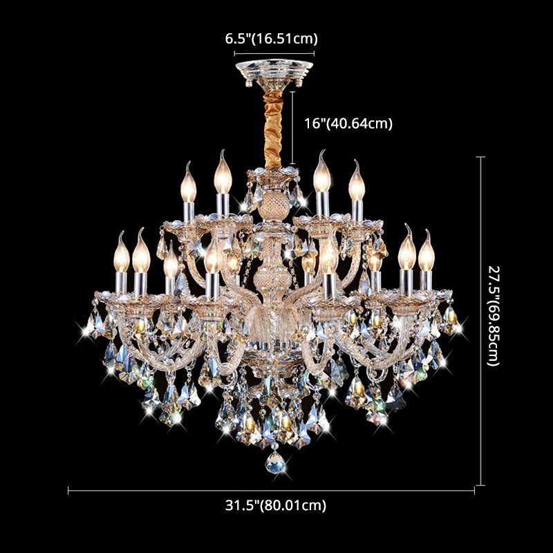 K9 Crystal Traditional Style Chandelier Light Fixtures Living Room Chandelier with Dangling Crystal Accents
