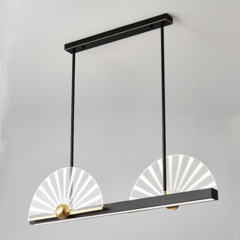 Modern Style Geometry Shape Island Lights Metal 3 Light Island Lighting in Black