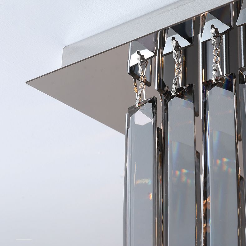 Plafonnier en cristal simple et moderne, en acier inoxydable, forme géométrique, montage encastré