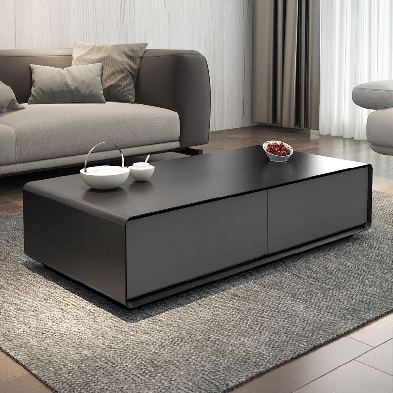 Modern Style Rectangular Wooden Table Abstract Base Coffee Table