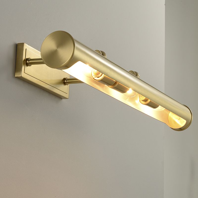 Solid Brass Modern Bath Bar 2 - Light Cylinder Bathroom Vanity Lighting in Black / Gold