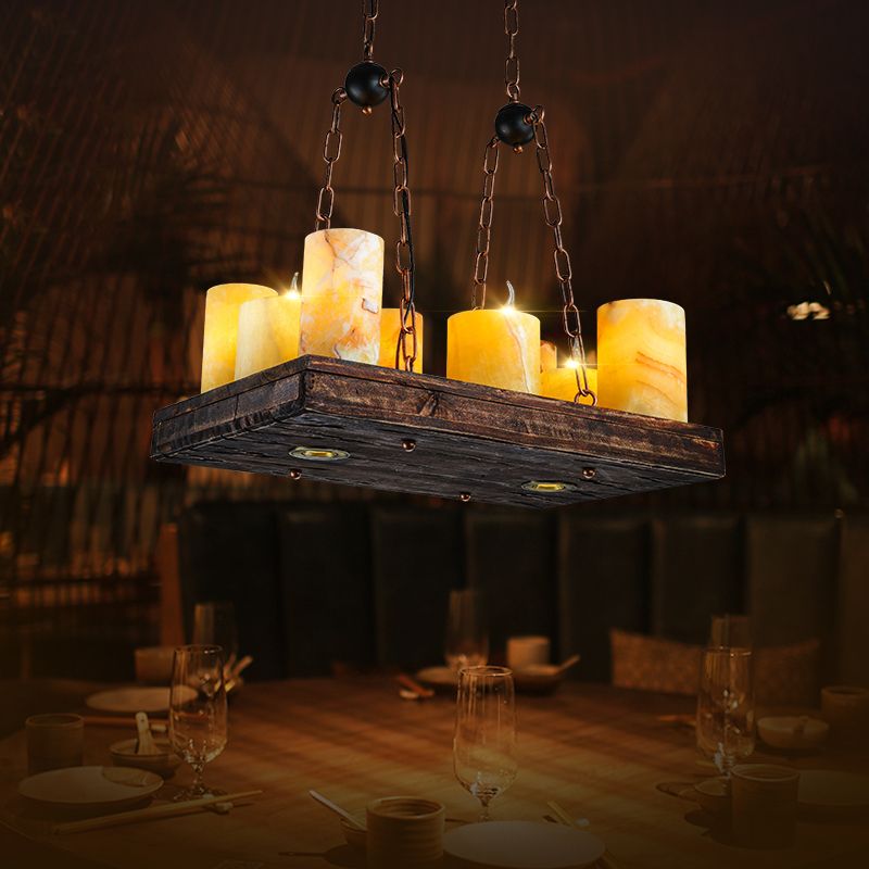 Marble Candle Island Light Fixture Vintage 8/12/16 Lights Dining Room Hanging Ceiling Light in Yellow