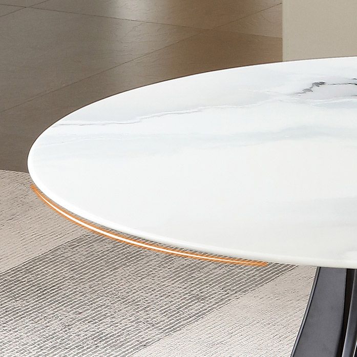 Contemporary Dining Table Stone and Solid Wood Dinette Table