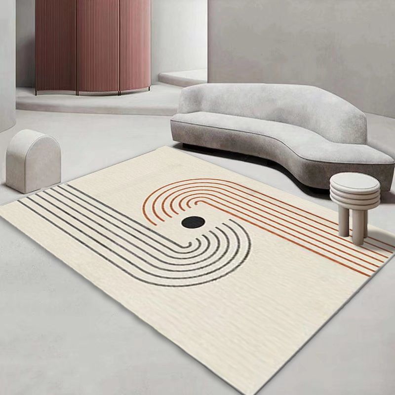 Light Blue Modern Rug Polyester Line Rug Washable Rug for Home Decor