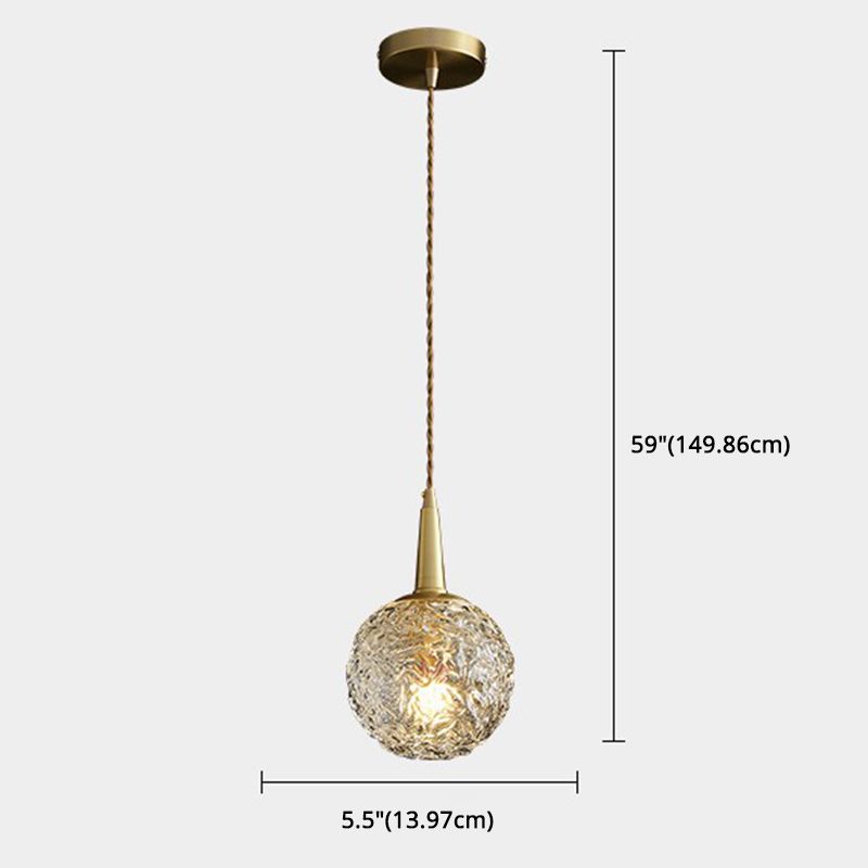 Crystal Spherical Pendant Ceiling Light Modern Style Gold Ceiling Suspension Lamp
