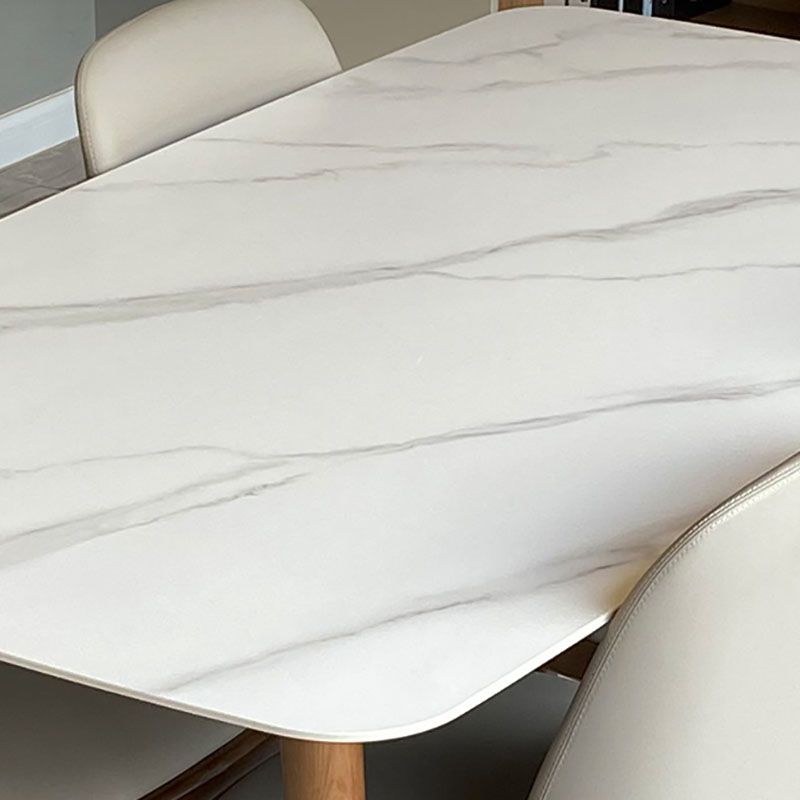 Contemporary Modern Rectangle Stone Table 4 Legs Home Kitchen Dinner Table