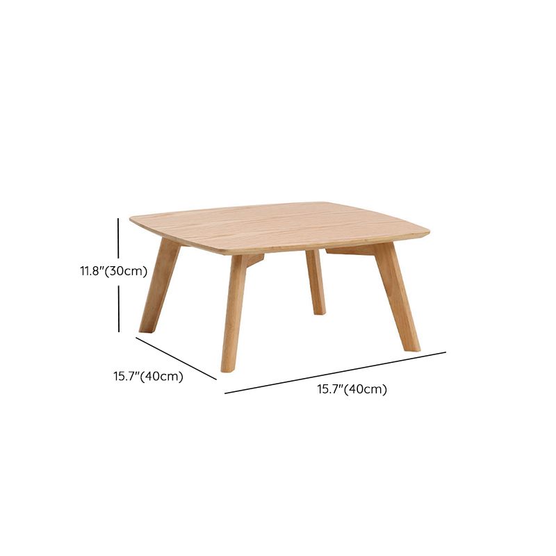 Solid Wood 4 Legs Coffee Table Modern 11.8" H Cocktail Table