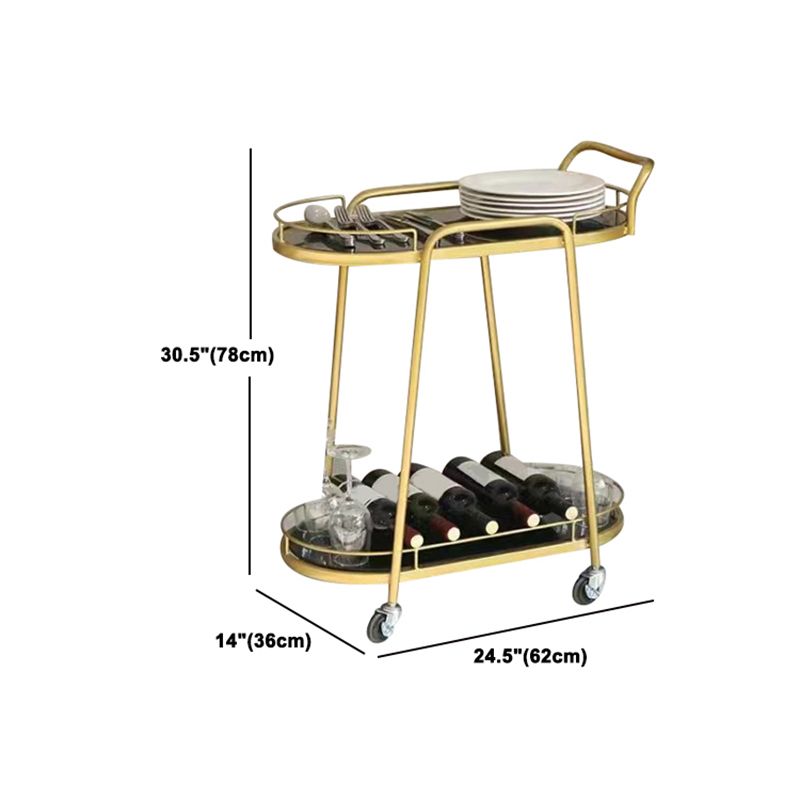 Contemporary Oval Metal Prep Table 32.28"H Rolling Prep Table for Dining Room