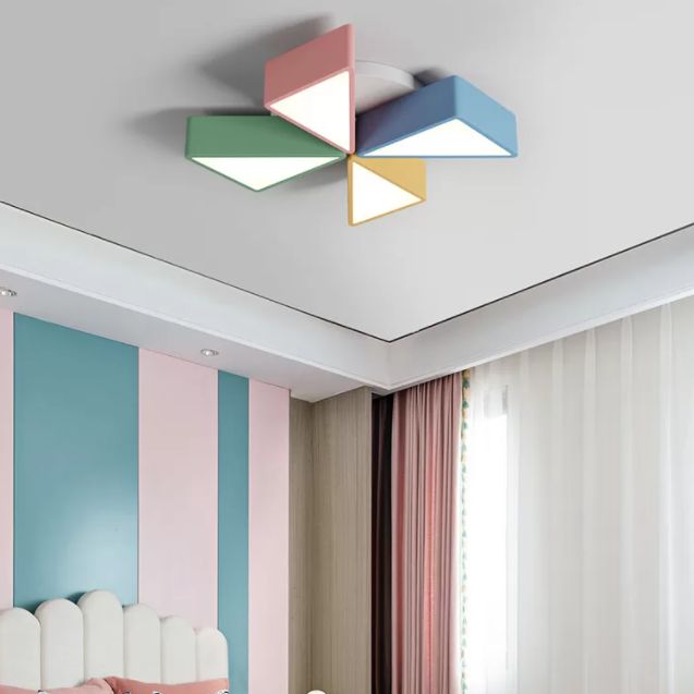 LED Bedroom Flush Mount Light Fixture Macaron Multi-Color Flush Ceiling Light with Windmill Acrylic Shade