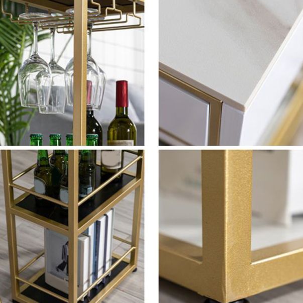 Glam Style Stone Bar Table Set 1/2/3 Pcs Rectangular Pub Set for Indoor