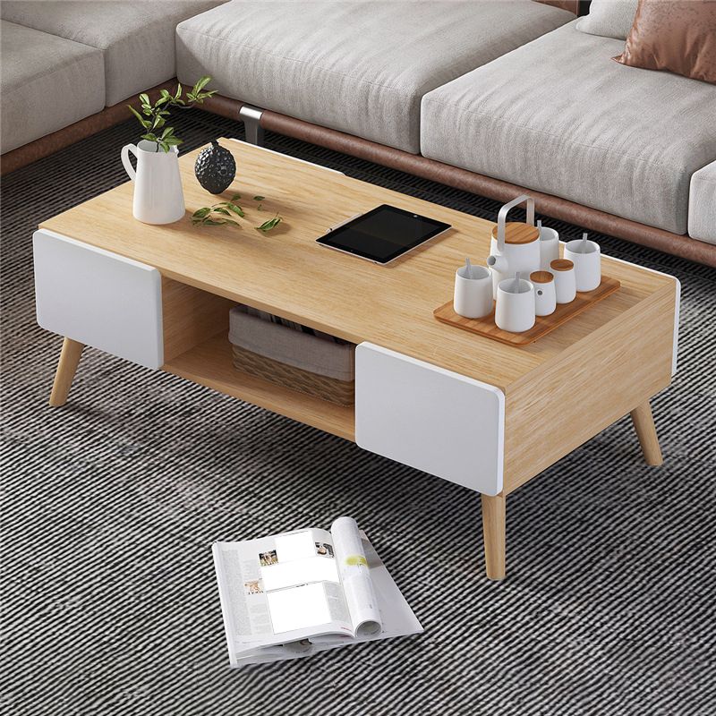 Scandinavian Rectangle Coffee Table with 4 Drawers and 1 Shelf