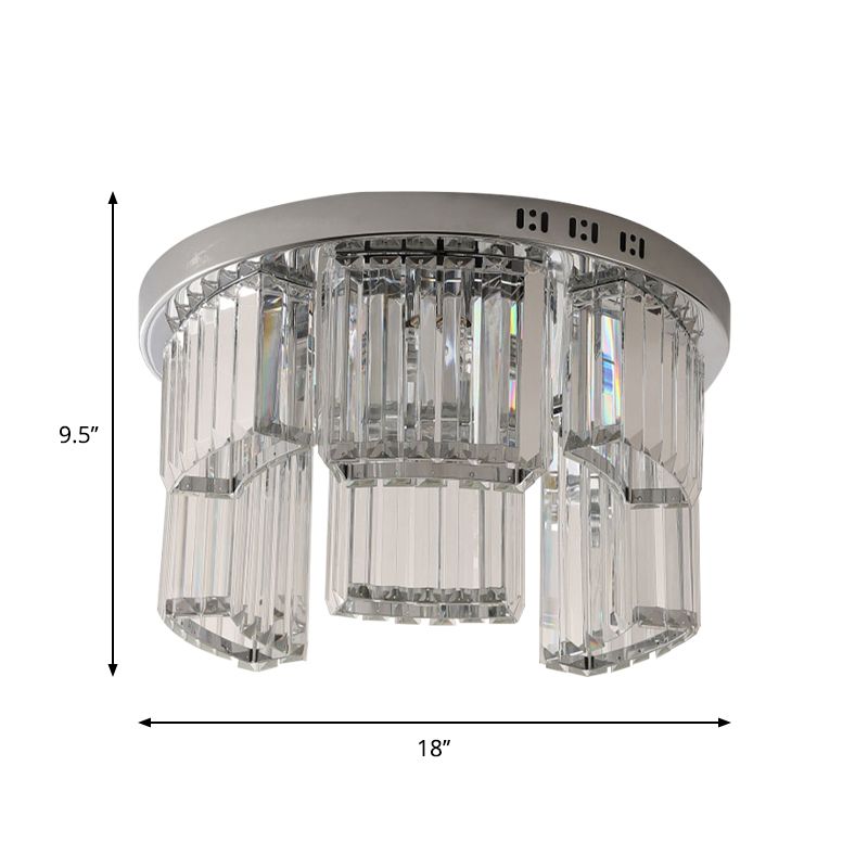 18 "/23.5" W Jagged Block Flush Mount Lamp eigentijds 6/9-Licht helder kristallen slaapkamer plafondlicht