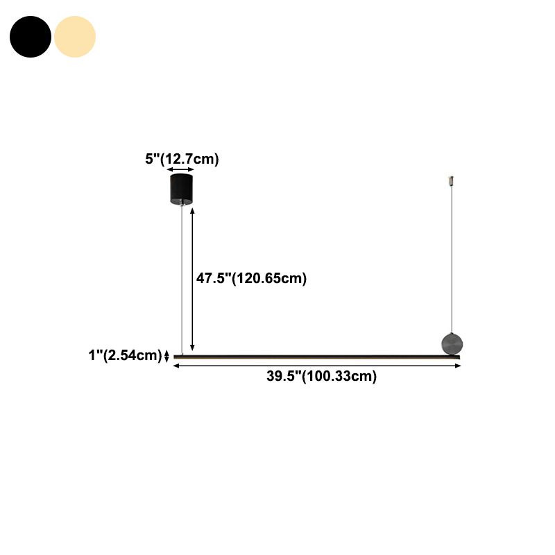 Contemporary Linear Shape Hanging Light Fixture Metal 1 Light Island Pendant Light