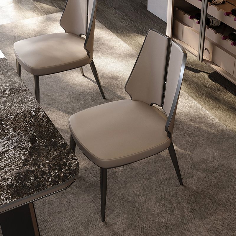 Glam Style Side Chair Leather Metal Base Dining Chair for Dining Room