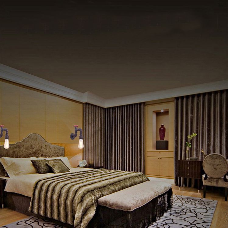 1-Light Industrial Wrought Iron Wall Sconce Pipe and Gauge Wall Light Lamp for Dining Room