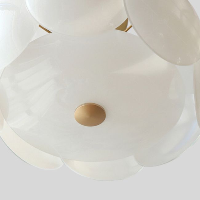 Glass Circular Semi Flush Simple Semi Mount Lighting in White