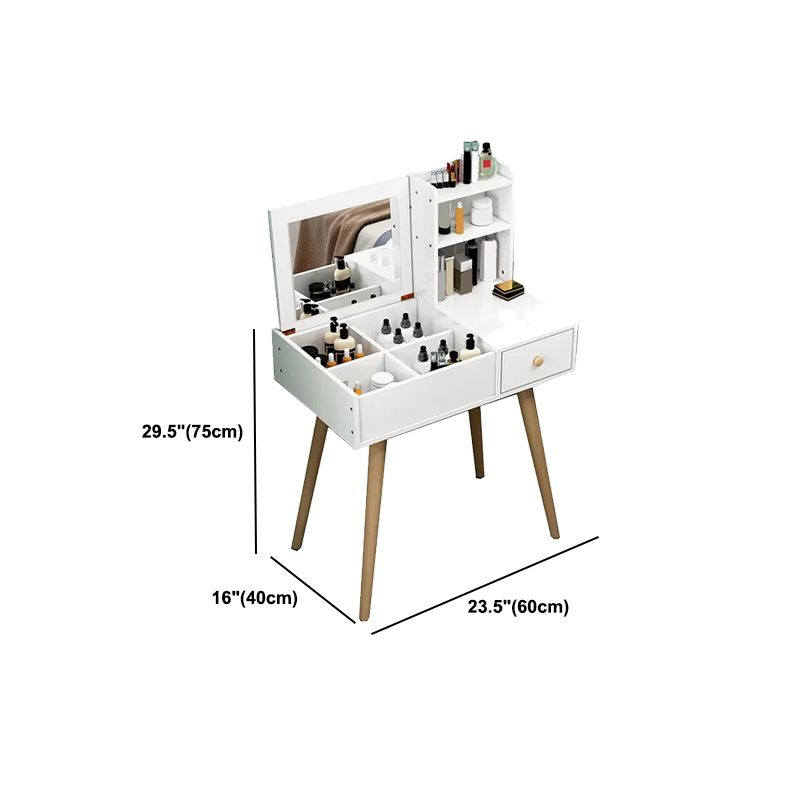 Modern Wood Flip-top Vanity Set 29.53" H Vanity Desk in White