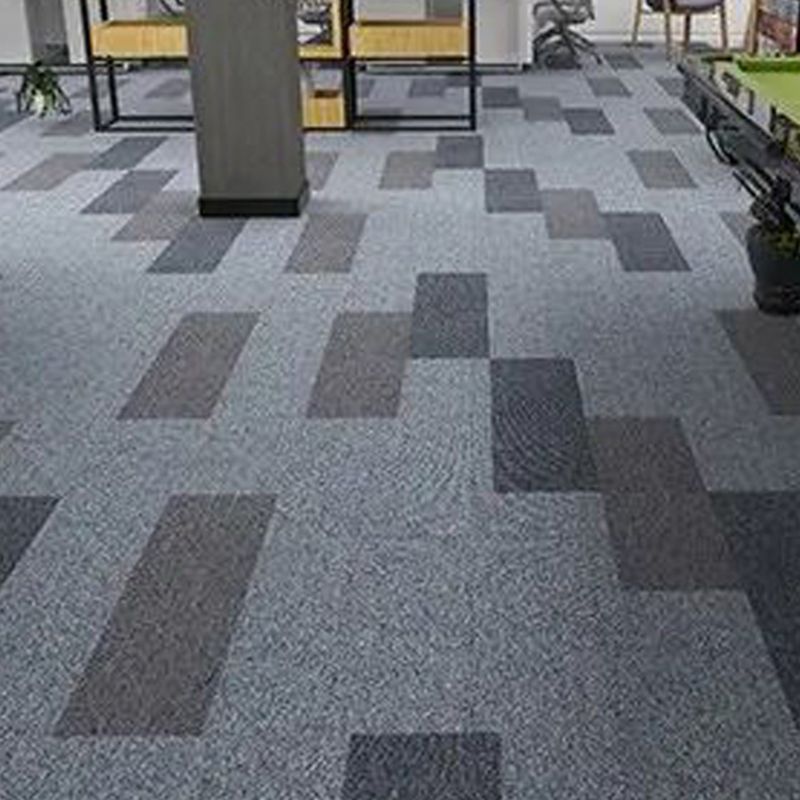 Modern Carpet Tile Level Loop Striped Print Interlocking Non-Skid Tiles and Carpet