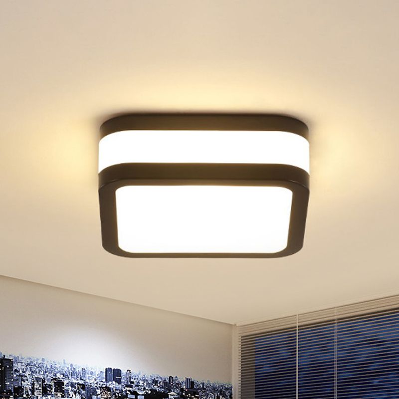 Black/White Cuboid Flush Ceiling Light Simple Style Acrylic LED Ceiling Lamp in Warm/White Light