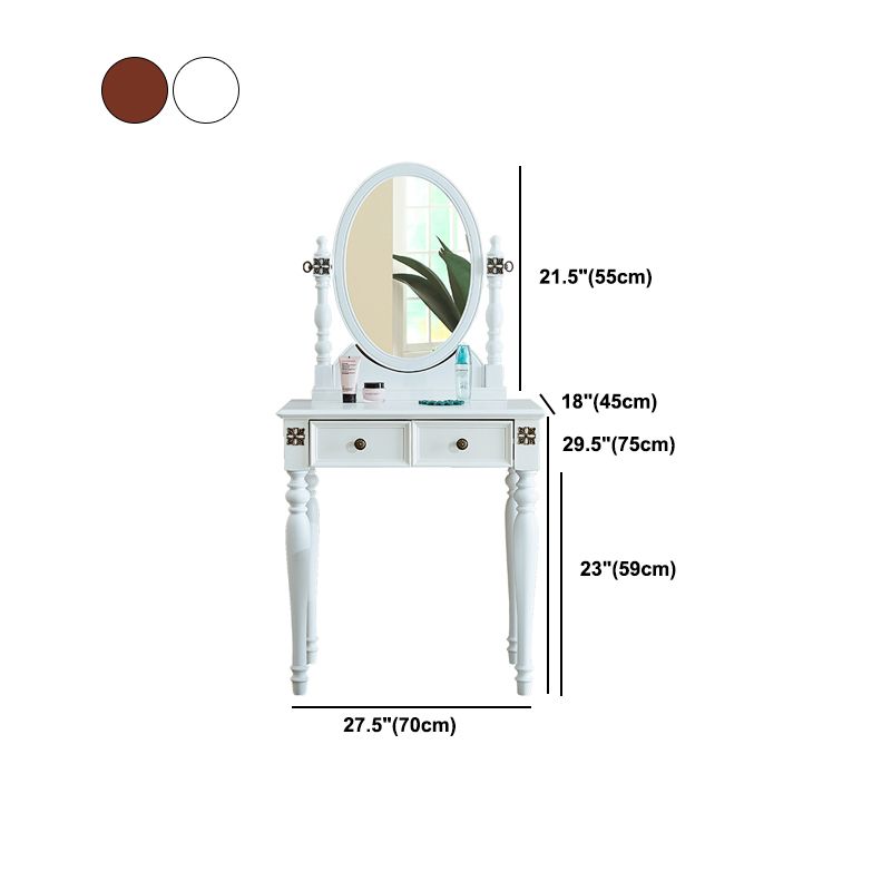 Traditional Wooden Makeup Vanity Desk Table in Brown and White for Bedroom