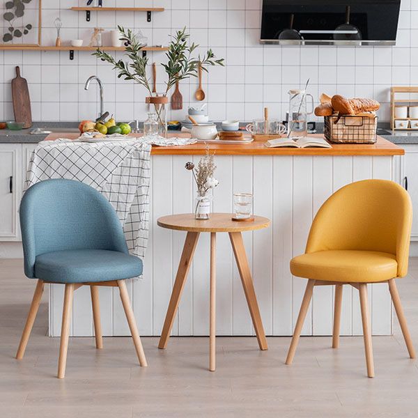 Modern Style Wood Chair Upholstered Fabric Dining Side Chair (Set of 2)