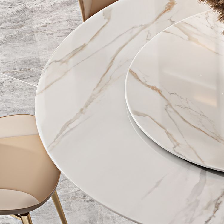 Nordic Glam Style Sintered Stone Round Table Set 1/3/5/6/7 Pieces Dining Set